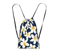 YWPCOIUYB Print Tropical White Frangipani Plumeria Flower, Drawstring Sackpack Unisex String Bag Sport Gym Bag Casual Daypack Foldable Drawstring Backpack