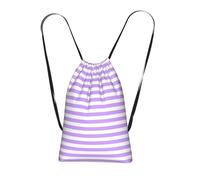 YWPCOIUYB Purple And White Striped, Drawstring Sackpack Unisex String Bag Sport Gym Bag Casual Daypack Foldable Drawstring Backpack