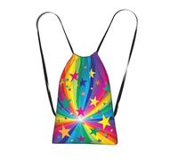 YWPCOIUYB Rainbow And Stars Confetti Rays, Drawstring Sackpack Unisex String Bag Sport Gym Bag Casual Daypack Foldable Drawstring Backpack