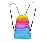 YWPCOIUYB Rainbow Colored Striped, Drawstring Sackpack Unisex String Bag Sport Gym Bag Casual Daypack Foldable Drawstring Backpack