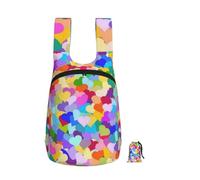 YWPCOIUYB Rainbow Heart Confetti, Foldable Storage Backpack Unisex Sackpack Sport Gym Bag Casual Daypack