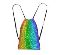 YWPCOIUYB Rainbow Looks Like With Sequin, Drawstring Sackpack Unisex String Bag Sport Gym Bag Casual Daypack Foldable Drawstring Backpack