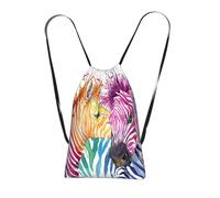 YWPCOIUYB Rainbow Zebra, Drawstring Sackpack Unisex String Bag Sport Gym Bag Casual Daypack Foldable Drawstring Backpack