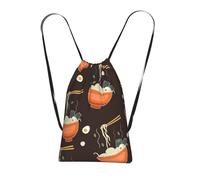 YWPCOIUYB Ramen Noodle Soup Pattern, Drawstring Sackpack Unisex String Bag Sport Gym Bag Casual Daypack Foldable Drawstring Backpack