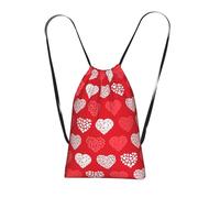 YWPCOIUYB Red And White Hearts And Love, Drawstring Sackpack Unisex String Bag Sport Gym Bag Casual Daypack Foldable Drawstring Backpack