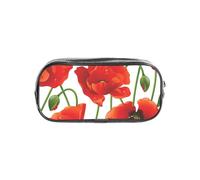 YWPCOIUYB Red Poppy Flowers, Transparent Pencil Case Portable PVC Pen Pouch Stationery Bag for School Office