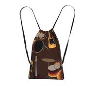 YWPCOIUYB Rock Pattern Of Retro Drums, Drawstring Sackpack Unisex String Bag Sport Gym Bag Casual Daypack Foldable Drawstring Backpack