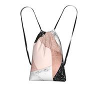 YWPCOIUYB Rose Gold Glitter Black White Marble Geometric, Drawstring Sackpack Unisex String Bag Sport Gym Bag Casual Daypack Foldable Drawstring Backpack