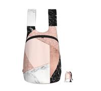 YWPCOIUYB Rose Gold Glitter Black White Marble Geometric, Foldable Storage Backpack Unisex Sackpack Sport Gym Bag Casual Daypack