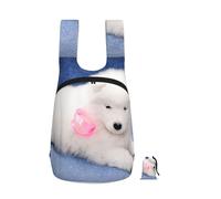 YWPCOIUYB Samoyed Puppy White Dogs Puppy With Bow Furry, Foldable Storage Backpack Unisex Sackpack Sport Gym Bag Casual Daypack