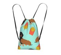YWPCOIUYB Sausage Dog Dachshund, Drawstring Sackpack Unisex String Bag Sport Gym Bag Casual Daypack Foldable Drawstring Backpack