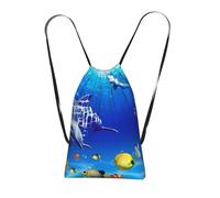 YWPCOIUYB Seabed Coral Fish, Drawstring Sackpack Unisex String Bag Sport Gym Bag Casual Daypack Foldable Drawstring Backpack