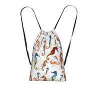 YWPCOIUYB Seahorses Ballet White Animals Nautical, Drawstring Sackpack Unisex String Bag Sport Gym Bag Casual Daypack Foldable Drawstring Backpack