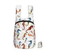 YWPCOIUYB Seahorses Ballet White Animals Nautical, Foldable Storage Backpack Unisex Sackpack Sport Gym Bag Casual Daypack