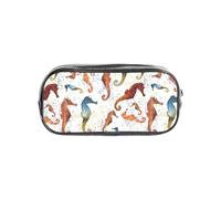 YWPCOIUYB Seahorses Ballet White Animals Nautical, Transparent Pencil Case Portable PVC Pen Pouch Stationery Bag for School Office