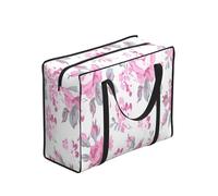 YWPCOIUYB Shabby Chic Floral Pink Pattern Pale Roses White,Large Capacity Storage Bag Portable Shopping Bags Reusable Foldable Grocery Bags