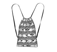 YWPCOIUYB Sheep Kids Grey Gender Neutral Farm Animals, Drawstring Sackpack Unisex String Bag Sport Gym Bag Casual Daypack Foldable Drawstring Backpack