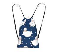 YWPCOIUYB Sheep On A Starry Sky, Drawstring Sackpack Unisex String Bag Sport Gym Bag Casual Daypack Foldable Drawstring Backpack