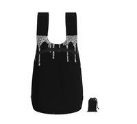 YWPCOIUYB Silver Glitter Drips Sparkle Black, Foldable Storage Backpack Unisex Sackpack Sport Gym Bag Casual Daypack