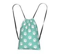 YWPCOIUYB Small Dog Paw Prints On Blue, Drawstring Sackpack Unisex String Bag Sport Gym Bag Casual Daypack Foldable Drawstring Backpack