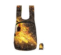 YWPCOIUYB Soccer Ball In Burning Fire Flames, Foldable Storage Backpack Unisex Sackpack Sport Gym Bag Casual Daypack