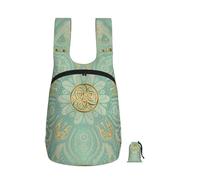 YWPCOIUYB Soft Sage Green And Gold Celtic Mandala, Foldable Storage Backpack Unisex Sackpack Sport Gym Bag Casual Daypack