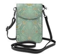 YWPCOIUYB Soft Sage Green And Gold Celtic Mandala, Small Crossbody Bags, Cell Phone Purses For Women - PU Leather Cellphone Wallet With Credit Card Slots