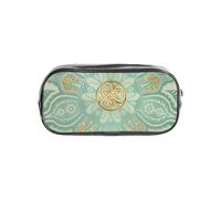 YWPCOIUYB Soft Sage Green and Gold Celtic Mandala, Transparent Pencil Case Portable PVC Pen Pouch Stationery Bag for School Office