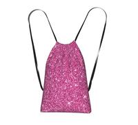 YWPCOIUYB Sparkling Pink Glitter, Drawstring Sackpack Unisex String Bag Sport Gym Bag Casual Daypack Foldable Drawstring Backpack