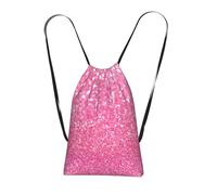 YWPCOIUYB Sparkling Pink Glitter Printed, Drawstring Sackpack Unisex String Bag Sport Gym Bag Casual Daypack Foldable Drawstring Backpack