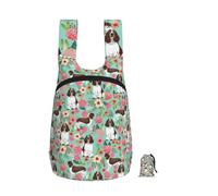 YWPCOIUYB Springer Spaniel Dog Floral, Foldable Storage Backpack Unisex Sackpack Sport Gym Bag Casual Daypack