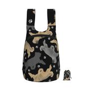 YWPCOIUYB Trotting Briards And Paw Prints, Foldable Storage Backpack Unisex Sackpack Sport Gym Bag Casual Daypack
