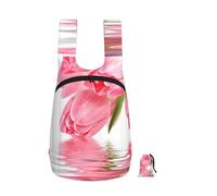 YWPCOIUYB Tulip Water Effect Fresh Lovely Flower Pink, Foldable Storage Backpack Unisex Sackpack Sport Gym Bag Casual Daypack