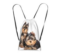 YWPCOIUYB Two Yorkshire Terrier Puppies, Drawstring Sackpack Unisex String Bag Sport Gym Bag Casual Daypack Foldable Drawstring Backpack