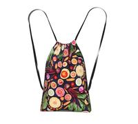 YWPCOIUYB Vegan Live Fruits Vegetables Print, Drawstring Sackpack Unisex String Bag Sport Gym Bag Casual Daypack Foldable Drawstring Backpack