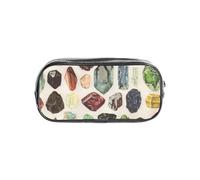 YWPCOIUYB Vintage Geology Gemstone Crystal Minerals, Transparent Pencil Case Portable PVC Pen Pouch Stationery Bag for School Office