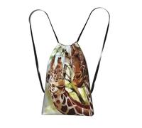 YWPCOIUYB Watercolor Deer Giraffe, Drawstring Sackpack Unisex String Bag Sport Gym Bag Casual Daypack Foldable Drawstring Backpack