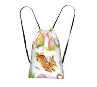 YWPCOIUYB Watercolor Easter Rabbit Egg, Drawstring Sackpack Unisex String Bag Sport Gym Bag Casual Daypack Foldable Drawstring Backpack