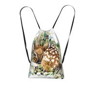 YWPCOIUYB Watercolor Wildlife Deer, Drawstring Sackpack Unisex String Bag Sport Gym Bag Casual Daypack Foldable Drawstring Backpack