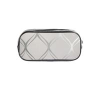 YWPCOIUYB Wave Geometric Grey Silver, Transparent Pencil Case Portable PVC Pen Pouch Stationery Bag for School Office