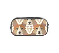 YWPCOIUYB Welsh Corgi Head Pattern, Transparent Pencil Case Portable PVC Pen Pouch Stationery Bag for School Office
