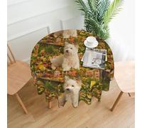 YWPCOIUYB Westie Autumn West Highland White Terrier Dogs, Round Tablecloth Waterproof Dust-Proof Tabletop Wrinkle Resistant Table Cover - 60 in
