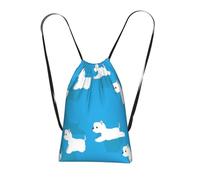 YWPCOIUYB Westie Dogs Running, Drawstring Sackpack Unisex String Bag Sport Gym Bag Casual Daypack Foldable Drawstring Backpack