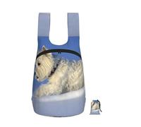 YWPCOIUYB Westie Winter West Highland White Terrier Dogs, Foldable Storage Backpack Unisex Sackpack Sport Gym Bag Casual Daypack