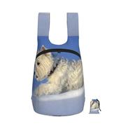 YWPCOIUYB Westie Winter West Highland White Terrier Dogs, Foldable Storage Backpack Unisex Sackpack Sport Gym Bag Casual Daypack