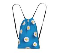 YWPCOIUYB White Daisy Printed, Drawstring Sackpack Unisex String Bag Sport Gym Bag Casual Daypack Foldable Drawstring Backpack