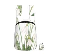 YWPCOIUYB White Snowdrop Flower Botanical Watercolor Painting, Foldable Storage Backpack Unisex Sackpack Sport Gym Bag Casual Daypack