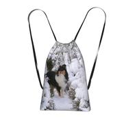 YWPCOIUYB Winter Sheltie Wallpaper, Drawstring Sackpack Unisex String Bag Sport Gym Bag Casual Daypack Foldable Drawstring Backpack