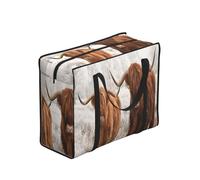 YWPCOIUYB Winter Snow Scottish Highland Cow,Large Capacity Storage Bag Portable Shopping Bags Reusable Foldable Grocery Bags