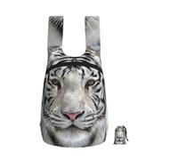 YWPCOIUYB Winter White Tiger, Foldable Storage Backpack Unisex Sackpack Sport Gym Bag Casual Daypack